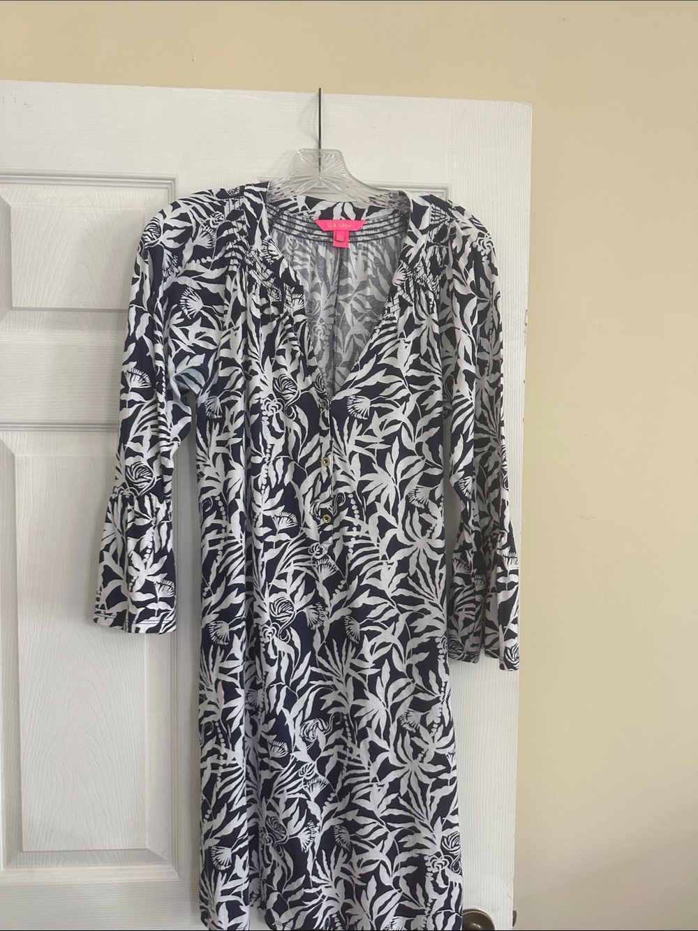 Lilly Pulitzer Black & White Floral Long Sleeve Dress